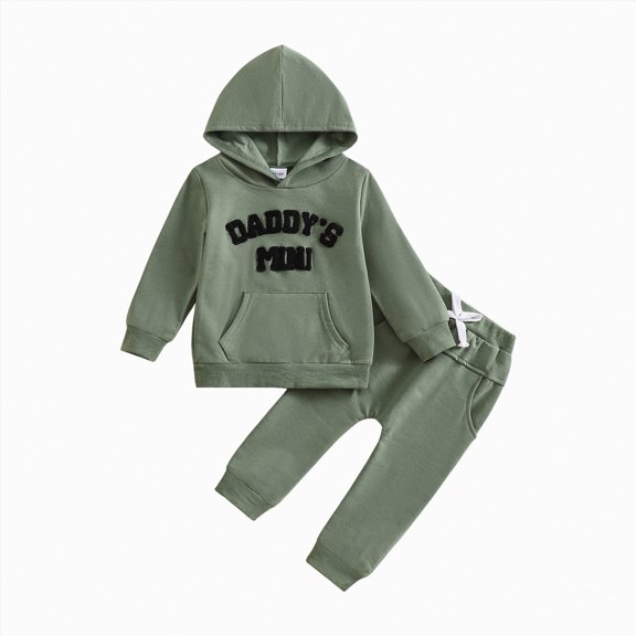Gerichy Toddler Baby Boy Clothes Baby Toddler Boy Fall Hooded Clothing Set 0 6 12 18 24 Months 2T 3T Letter Embroidery Long Sleeve Hoodie and Elastic Sweatpants 2 Piece Outfits