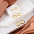 thumbnail image 6 of Alexcraft 3 Pairs Hoop Earrings for Women 14K Gold Plated Huggie Earring Set Hoops Multiple Piercings Earrings Sets for Women 6-8-10 mm, 6 of 7