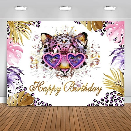 Image of Safari Leopard Print Birthday Backdrop Calling All Party Animals Birthday Background Cheetah Birthday Party Decorations Banner Photo Studio Props (7x5ft)