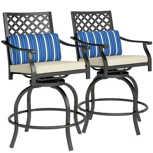 Outsunny Outdoor Bar Stools Set of 2, Counter Height Swivel Patio Chairs