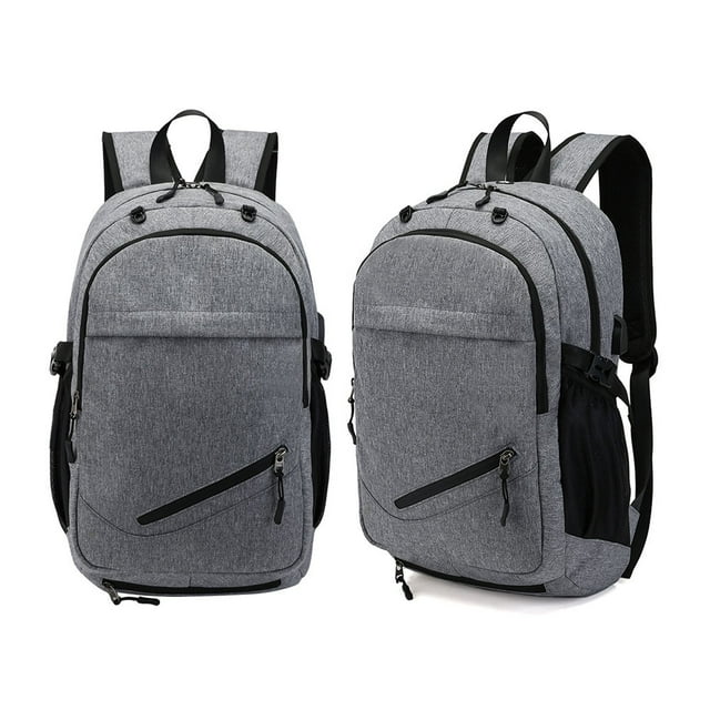 GOOHOCHY 1Pc Grey Multi Use USB Backpack with Basketball Storage Net and Buckles Perfect for Travel and Work