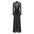 thumbnail image 4 of Doomiva Womens Lyrical Dance Dress Sequin Long Sleeve Tulle Flowy Maxi Long Dress Black M, 4 of 7
