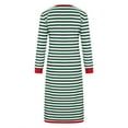 thumbnail image 7 of SMihono Spring Dresses for Women 2025 Striped Color Block Long Sleeve Crewneck Side Splits Casual Loose Long Maxi Dress Green 6, 7 of 7