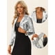 thumbnail image 2 of Blazer con Parte Delantera Abierta para Mujer con Solapa con Muescas, Manga Larga, Chaqueta de Lentejuelas Brillantes Plata M, 2 of 6