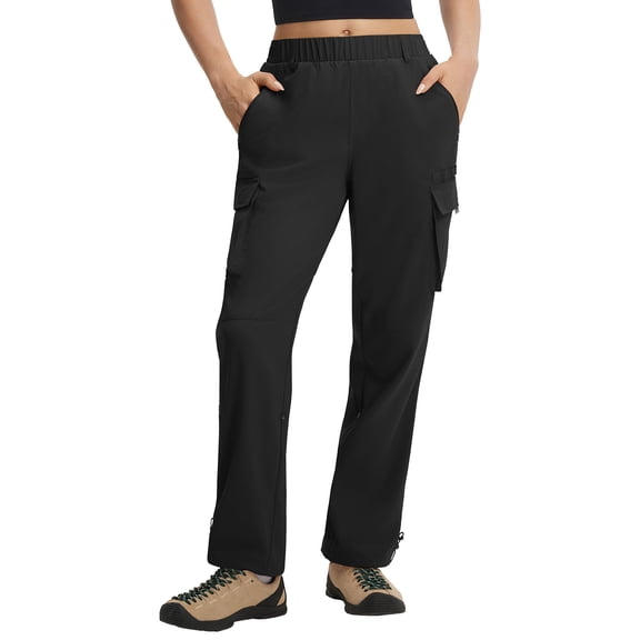 baleaf Hiking Pants for Women Quick Dry Lightweight Cargo Pants with 5 Pockets Durable Water Resistant Women's Pants for Outdoor Black L