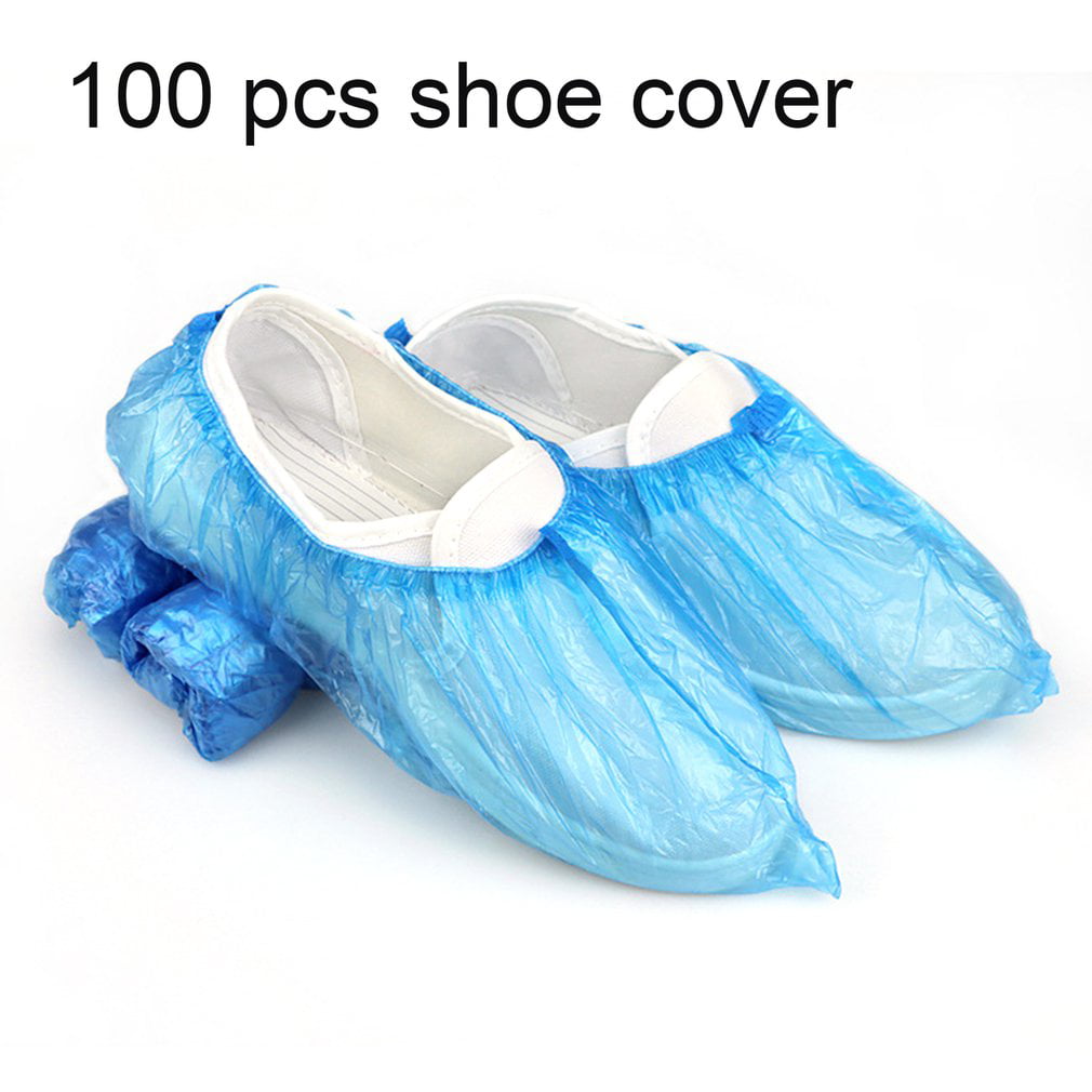 100Pcs Plastic Waterproof Disposable Shoe Covers Rainy Shoe Cover Blue NEW 