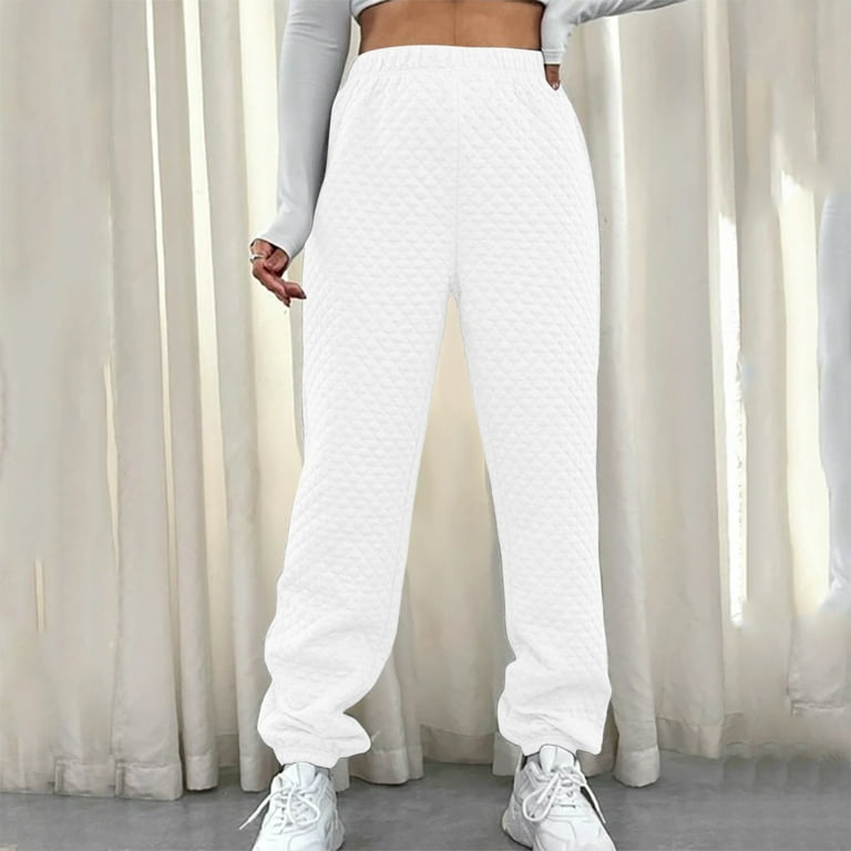 Womens Sweatpants with Pockets Petite Length Women'S Small Diamond Quilted  Warm Casual Pants Lined Sweatpants Wide Straight Leg Pants Bottom Sweatpants  Joggers Pants Workout High Waisted Yoga Pants 