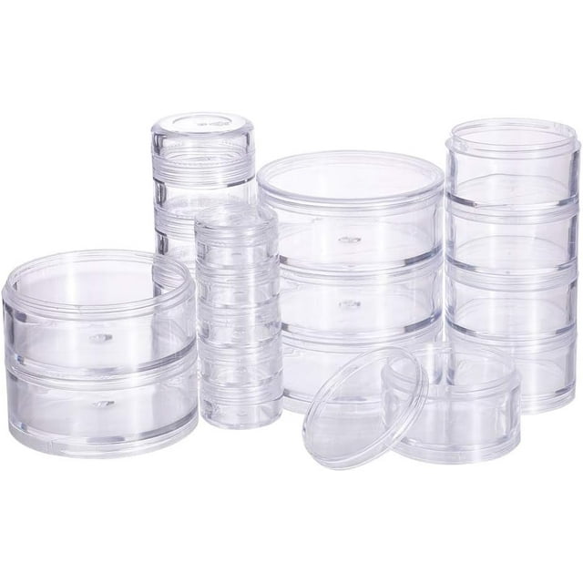 FrostHike Mixed Size Stackable Round Plastic Containers 4 Column(5 Layer/Column) Bead Storage Jars for Beads. Buttons. Crafts and Small Jewelry Findings