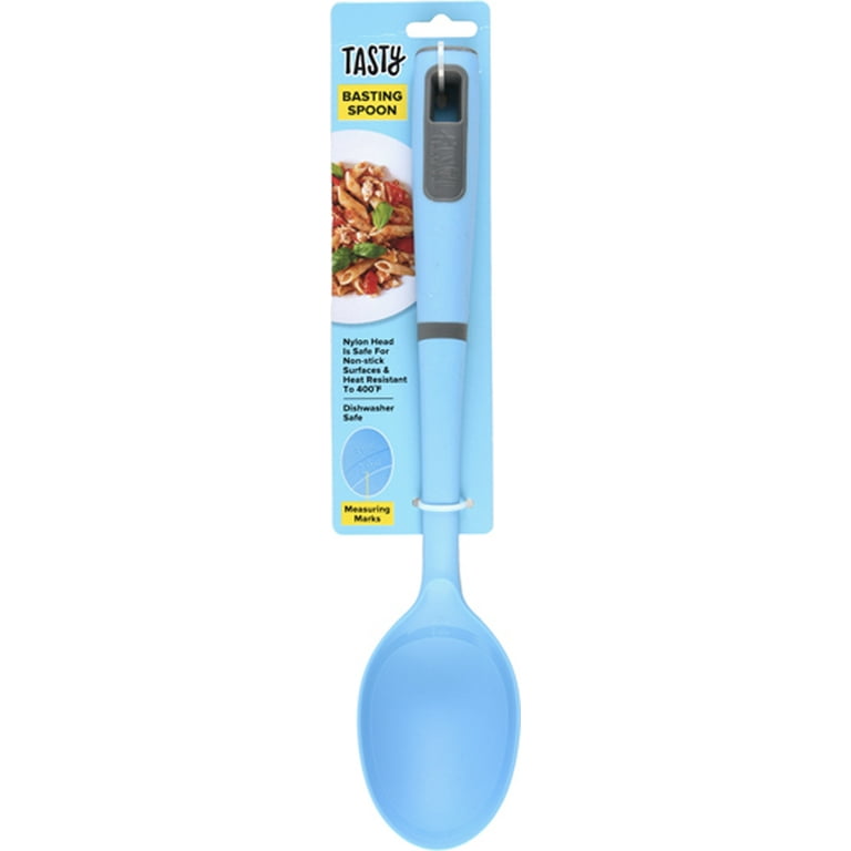 Winco High Heat Nylon Spoon, Kitchen Cooking Mixing Stirring Spoon (14-3/4  Inch, Blue)