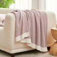 thumbnail image 3 of Chenille Waffle Knit Throw Blanket Reversible Bedding Blanket, 50"x60", Pink, 3 of 7