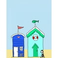 thumbnail image 2 of Fab Funky 20x24 Black Ornate Wood Framed with Double Matting Museum Art Print Titled - Beach Huts 2, 2 of 4