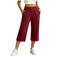 thumbnail image 2 of JOANKDMI Cropped Sweatpants for Women High Waisted Capri Pants Wide Leg Lounge Trousers with Pockets Athletic Loose Fit Casual Activewear for Yoga Workout and Gym, 2 of 9