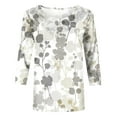 thumbnail image 5 of Pisexur Hauts pour Femmes Grande Taille Mode Chemises 3/4 Automne Décontractées Blouses à Col Rond Mignonnes à Imprimé Floral Tuniques Amples, 5 of 5