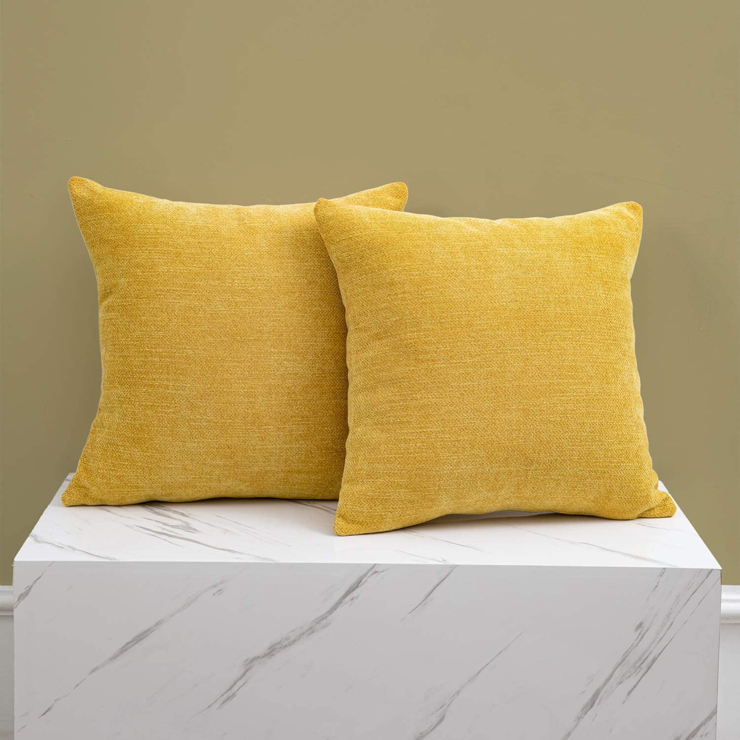 Dookuu Yellow Pillow Covers 16x16 Inch Set Of 2 Farmhouse Rustic Decorative Throw Pillow Covers Square Cushion Case For Home Sofa Couch Decoration