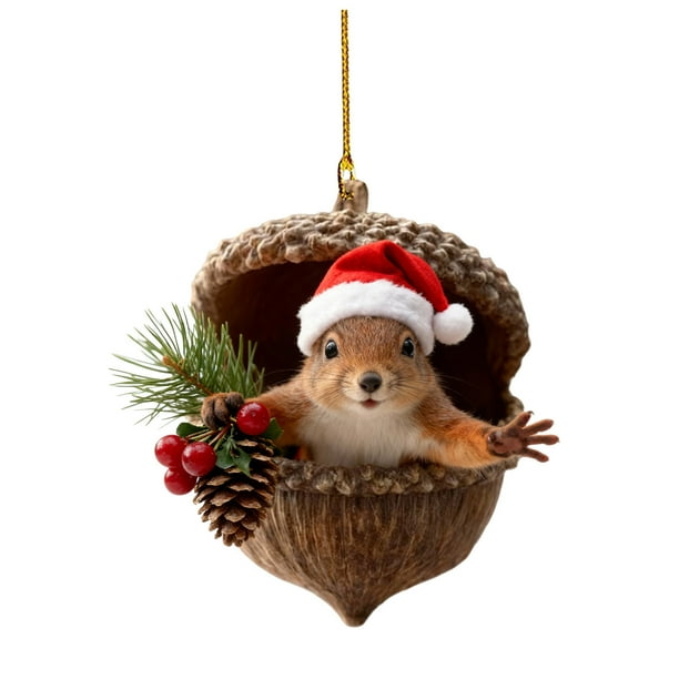 Adornos navideños de animales del bosque | Decoraciones acrílicas para el árbol con estampado animal | Decoración navideña para el hogar y el árbol | Juego de 1 adorno con temática de la naturaleza