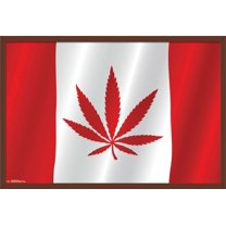 Canadian Hemp Flag Wall Poster, 22.375" x 34", Framed
