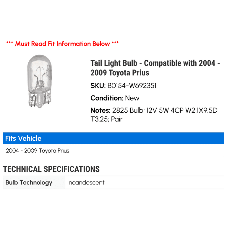 Prius tail light bulb discount