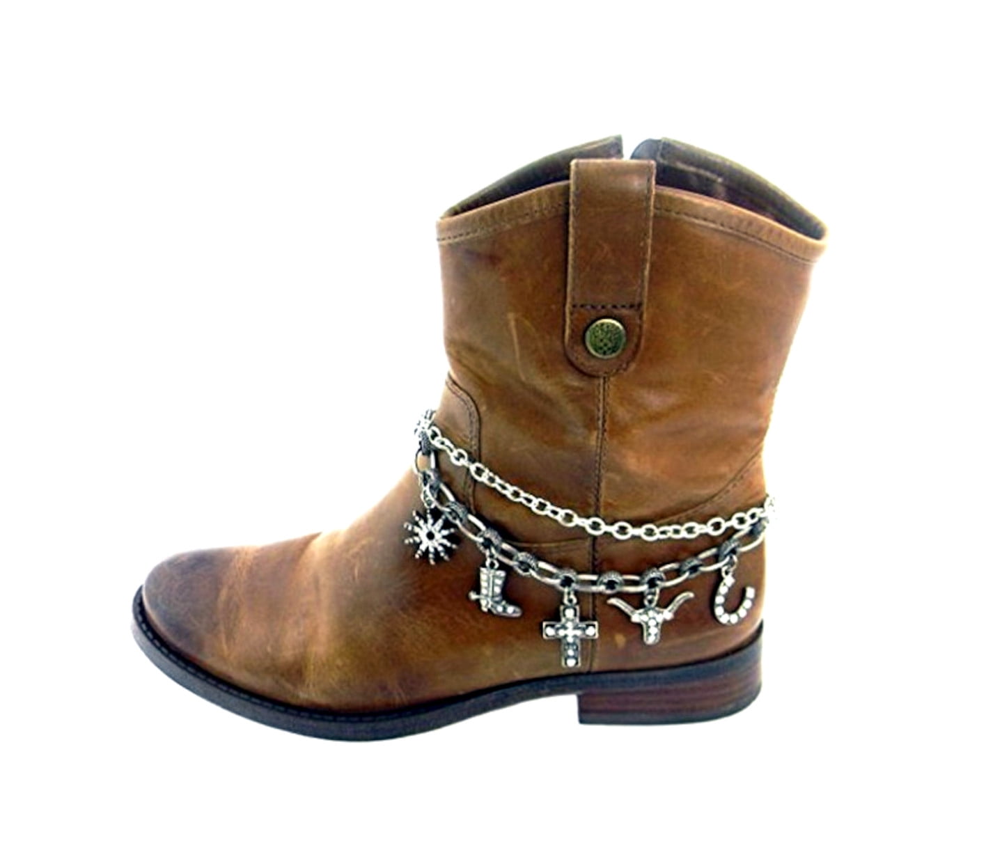 Western Boot Jewelry Chain Anklets Multiple Cowgirl Cowboy Western Charms long horn steer cowboy boot horseshoe cross