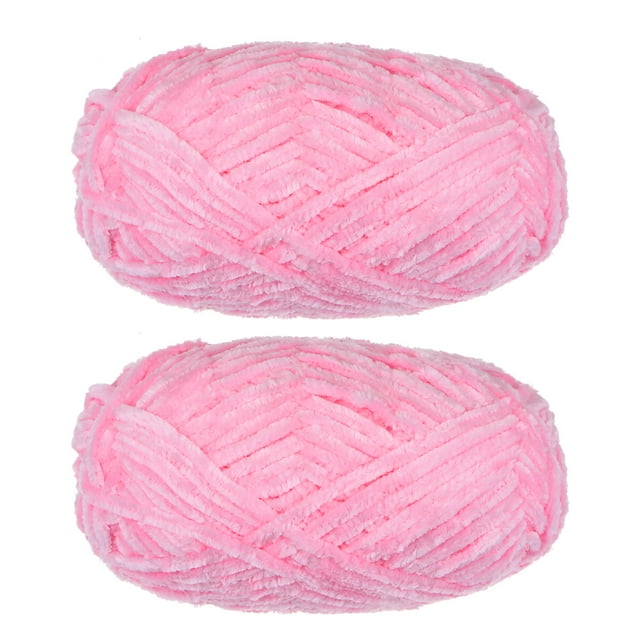 Unique Bargains 2 Pelotes Fil Velours Fil Chenille 87,49 Verges Polyester Fil Doux pour Couverture 2 Pcs Rose