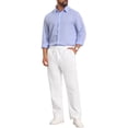 thumbnail image 2 of INSPIRE CHIC Men's Drawstring Waist Breathable Summer Linen Beach Pants 28 White, 2 of 5