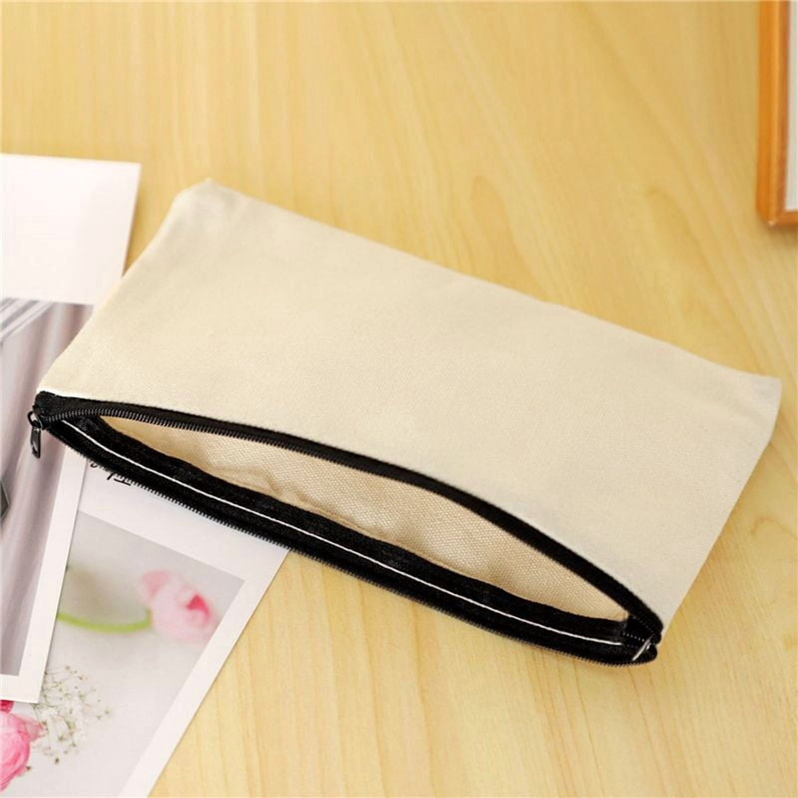 Canvas Zip Bags Canvas Pencil Pouch Canvas Makeup Bags Blank Canvas Pencil Case DIY Craft Bags Cosmetic Pouch Makeup Bag