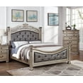 thumbnail image 6 of California King Size Platform Bed Frame with Tufted Faux Leather Upholstered Headboard & Footboard,American Traditional Style Wood Bed with Leaf Carvings & Reeded Pilaster Supports, 6 of 8