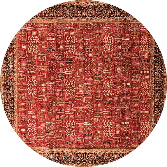 Ahgly Company Indoor Round Oriental Orange Industrial Area Rugs, 4' Round