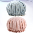 thumbnail image 2 of Miangastore 2pcs Double-layer Printed Shower Waterproof Bath Caps Eva Bathing Hat Beauty Caps For Woman (Pink Flower + Blue Flower), 2 of 8