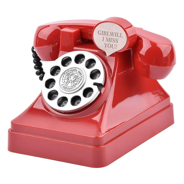 Dial Teléfono Caja de Ahorro de Dinero Banco de Monedas Contenedor de Cambio Estatuilla Decorativa Teléfono Vintage Olla de Ahorro de Dinero para el H rojo