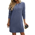 thumbnail image 2 of Kaemgyyd Womens T Shirt Dress Fall Casual Crew Neck Mini Dresses with Pocket Loose Long Sleeve Tunic Dress, 2 of 6