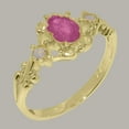 thumbnail image 2 of LBG British Made 10k Yellow Gold Natural Ruby & Opal Womens Trilogy Ring - 33 size options - Size 11.25, 2 of 8