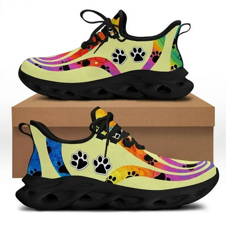 

Gradient Color Dog Paw Footprint Print New Arrivals Women s Lace up Mesh Swing Shoes Ladies Platform Sneakers 2022