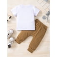 thumbnail image 4 of Infant Boy Summer Clothes Suits Letter Animal Print Short Sleeve Crew Neck T-Shirts and Elastic Waist Long Pants 2Pcs Set, 4 of 9