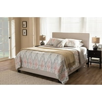 Baxton Studio Hampton Light Beige Fabric Upholstered King Size Bed