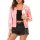 thumbnail image 1 of Chaqueta Brillante de Mujer INSPIRE CHIC de Manga Larga Ligera con Cremallera y Capucha, Chaqueta Metálica XS Rosa Holográfica, 1 of 7