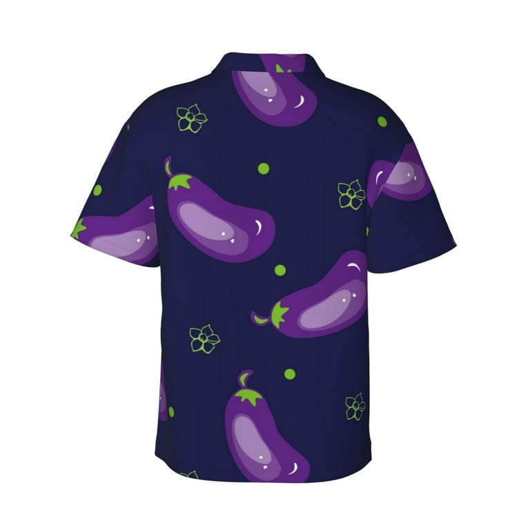 Fotbe Eggplant Hawaiian Shirt For Men Unisex Summer Beach Casual