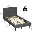 thumbnail image 2 of Costway Twin Upholstered Bed Frame Diamond Stitched Headboard Wood Slat Support, 2 of 10