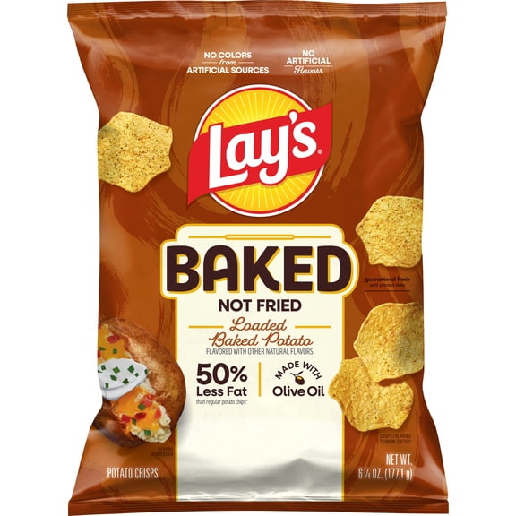 Baked Lay’s 50% Less Fat Loaded Potato Chips Bag, 6.25 oz​