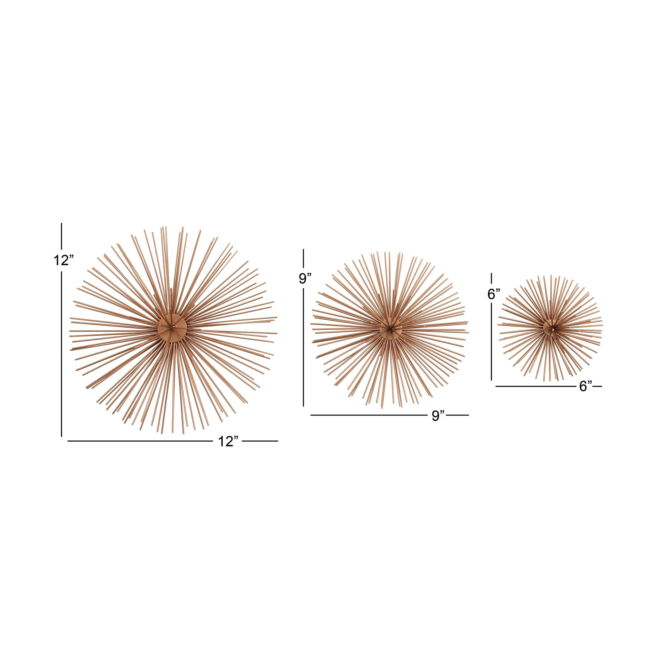CosmoLiving by Cosmopolitan Copper Metal 3D Starburst Wall Decor (3 Count)