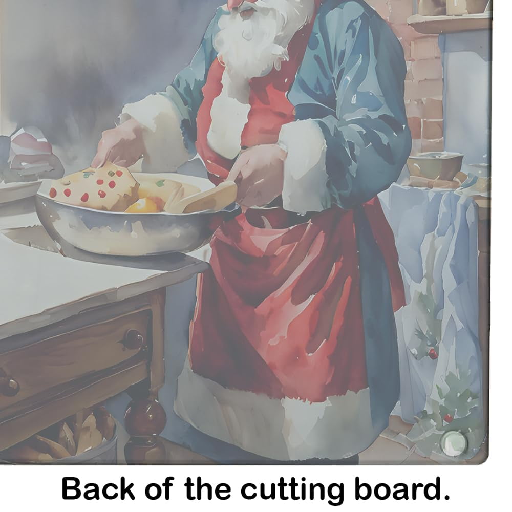 Cookies with Santa Claus Babbo Natale Glass Cutting Board Large 12 in x 15 in