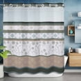 thumbnail image 6 of No Hook Shower Curtains with Snap-in Liner Set, Brown Geometric Waterproof Hotel Style Bathroom Shower Curtain, Stripes Boho Spring Flowers Pastoral Country Mesh Top Bath Curtains 72''x72'', 6 of 9