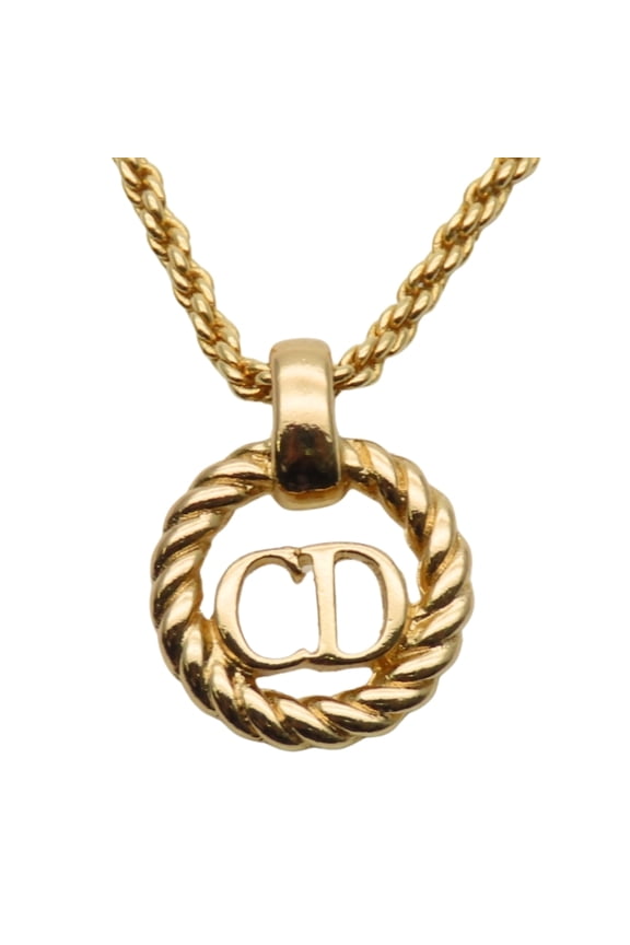 Pre-Owned Christian Dior CD logo necklace in gold GP plated metal for women. (Good)