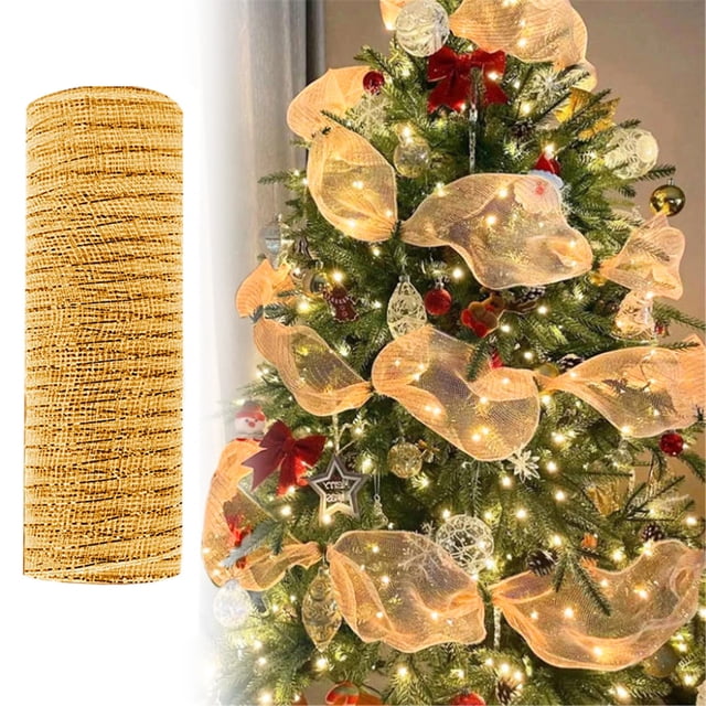 1Roll 10 Yards Christmas Ribbon Sequin,Festival Decorative Ribbons,for Packaging Wedding Decoration Xmas Tree Garland Dly Mesh Ribbon Webbing Home Decor