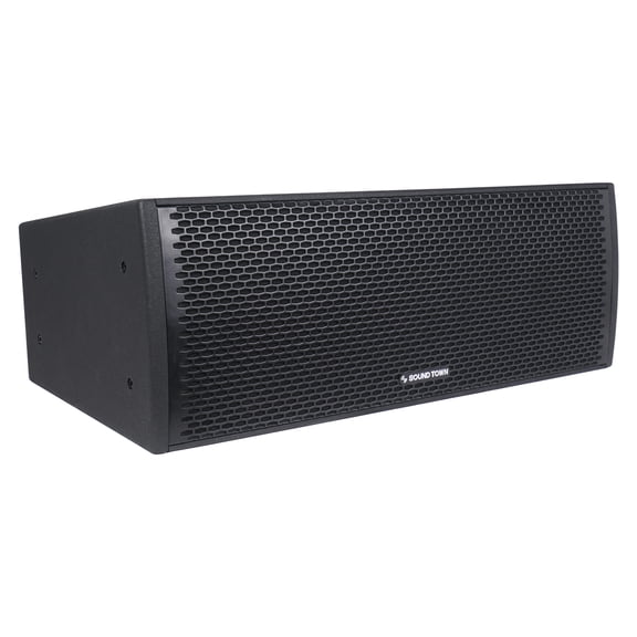 Sound Town All-Weather Dual 8 Water-Resistant Passive Line Array Loudspeaker with 3 Titanium Compression Driver, Full Range/Bi-amp Switchable, Black (ZETHUS-IP208)