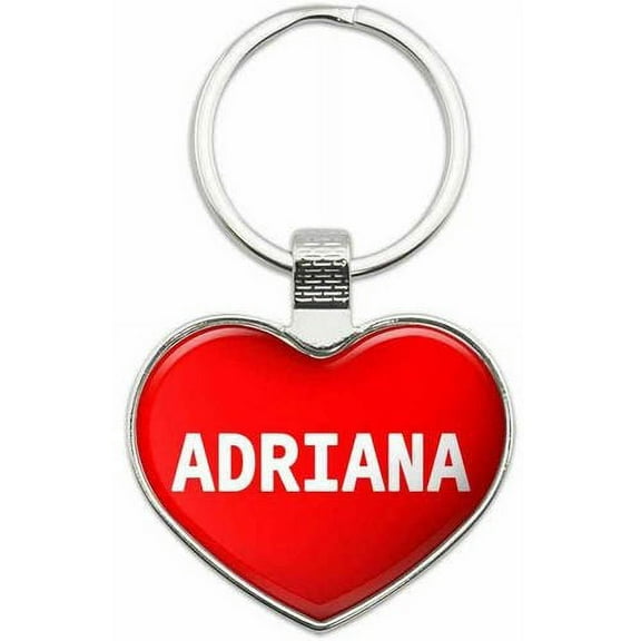 Adriana - Names Female Metal Heart Keychain Key Chain Ring, Multiple Colors Available