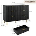 thumbnail image 4 of IDEALHOUSE Black 6 Drawer Dressers, Modern Fluted Storage Cabinet, Water-Resistant MDF, Quiet Glide, Double Anti-Tip, Stable Organizer for Bedroom, 4 of 7