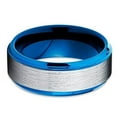 thumbnail image 3 of 8mm Blue Tungsten Wedding Band - Silver Tungsten - Blue Tungsten Ring (8.5), 3 of 4