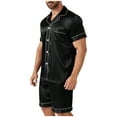 thumbnail image 4 of TKYCMSUAKI Mens Short Sleeve Tee and Shorts Set Satin Pajamas 2 Piece Set Cozy Silk Nightshirt Sleepwear, 4 of 6