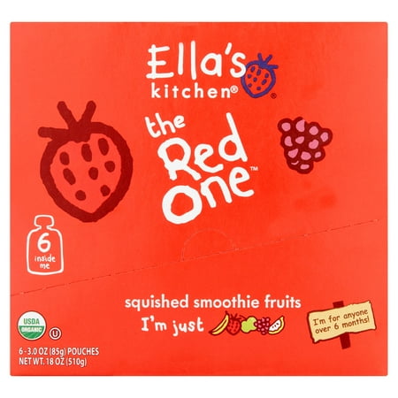 Ella's Kitchen 6+ Months Organic Smoothie Fruits, The Red One, 3 oz. (Pack of (Best Finger Foods For 8 Month Old)