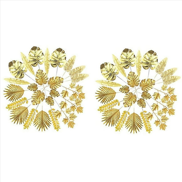 48Pcs Artificial Leaves Gold Palm Leaves Golden Tropical Plants Palm Leaves for Wedding Home DIY Decorations Supplies,Gold